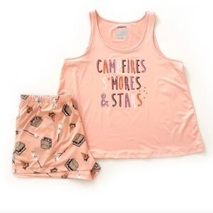 Joyspun Pink Peach Campfires Smores Pajama Set Sz 3X
